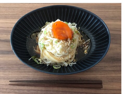 素麺、冷麦で卵黄の醤油漬け乗っけそうめん◎